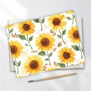 Cartão Postal Girassóis Amarelos Aquarela Floral Caprichoso