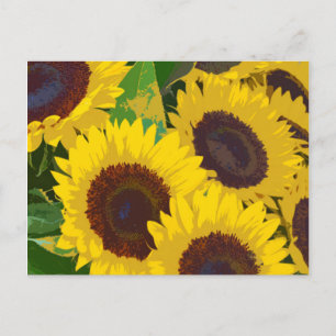 Cartão Postal Girassóis amarelos de verão