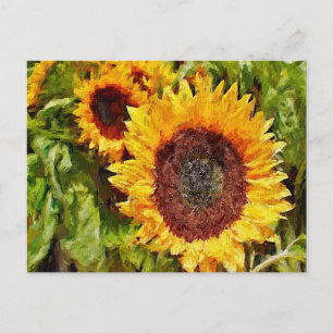 Cartão Postal Girassóis Amarelos pintados