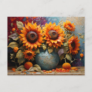 Cartão Postal Girassóis Botânicos sobre o Vase