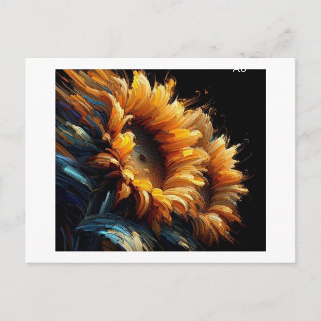 Cartão Postal Girassóis Contra o Preto, (Frente)