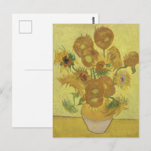 Cartão Postal Girassóis de Van Gogh - Amarelo Vibrante sobre Ama
