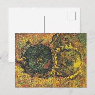 Cartão Postal Girassóis de Van Gogh - Arte Floral Dourada Vintag