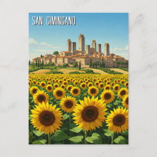 Cartão Postal Girassóis em San Gimingano Itália Viagem