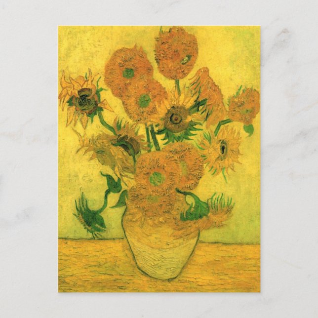 Cartão Postal Girassóis em um vaso (F457) Van Gogh Fine Art (Frente)