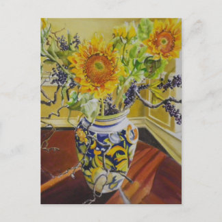 Cartão Postal Girassóis em um vaso italiano