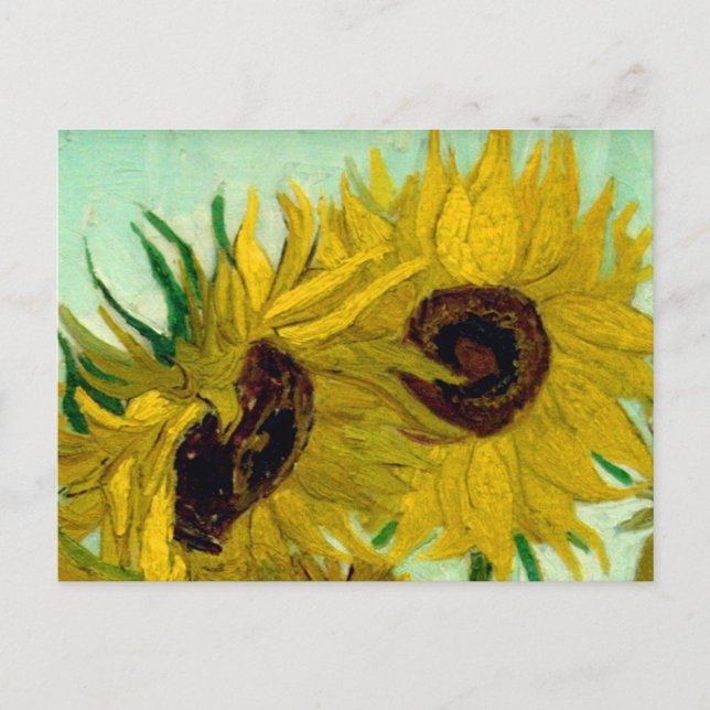 Cartão Postal Girassóis em Vase Van Gogh Fine Art (Frente)