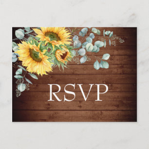 Cartão Postal Girassóis Eucalyptus Watercolor Casamento RSVP