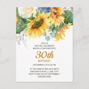 Cartão Postal Girassóis Personalizados Eucalipto Aniversário de