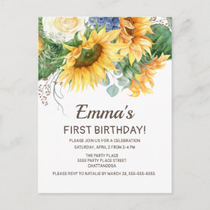 Cartão Postal Girassóis Personalizados Eucalipto Aniversário de