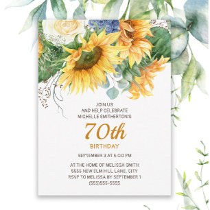 Cartão Postal Girassóis Personalizados Eucalipto Aniversário de