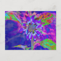 Girassol azul roxo abstrato | retrô divertido e fu
