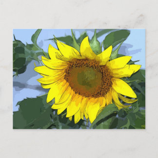 Cartão postal Girassol com efeito de desenho amare