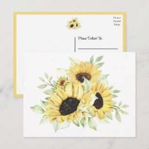 Cartão Postal Girassol Floral Aquarela País