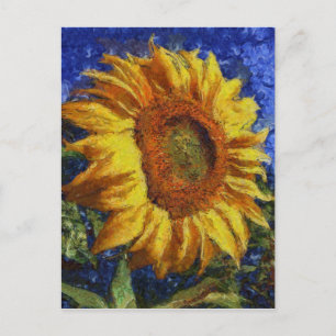 Cartão Postal Girassol No Estilo Van Gogh