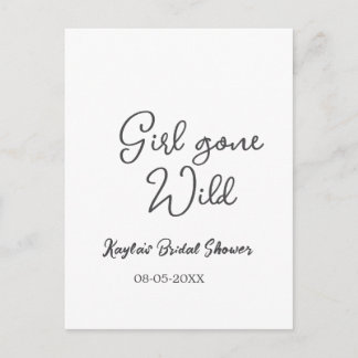 Cartão Postal Girl gone wild bridal shower name date simple mini