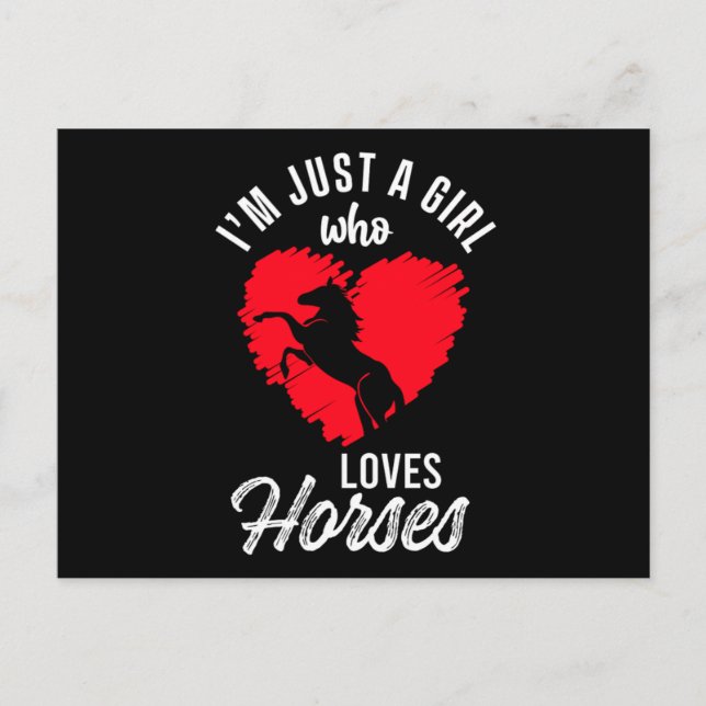 Cartão Postal Girl Who Loves Horses Heart Equestrian Stable Gift (Frente)