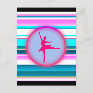 Cartão Postal Girls Ballerina Dance Stripes