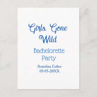 Cartão Postal girls gone wild bachelorette party blue name retro