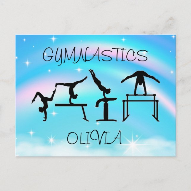 Cartão Postal Girls Gymnastics Rainbow Swirls (Frente)