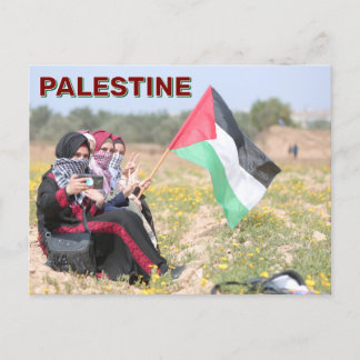 Cartão Postal Girls Holding Flag Palestiniano