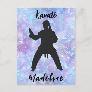 Cartão Postal Girls Karate Blue Purple Personalizado