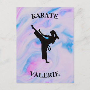 Cartão Postal Girls Karate Pastel Swirl