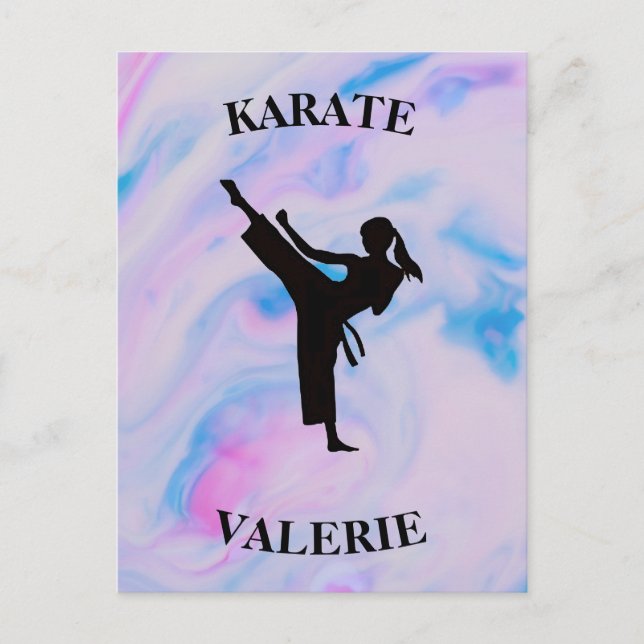 Cartão Postal Girls Karate Pastel Swirl (Frente)