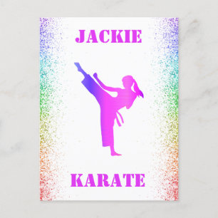 Cartão Postal Girls Karate Rainbow Speckles