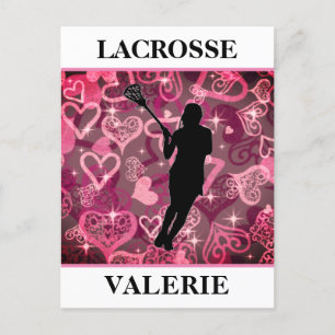 Cartão Postal Girls Lacrosse Flutuante Rosa Hearts
