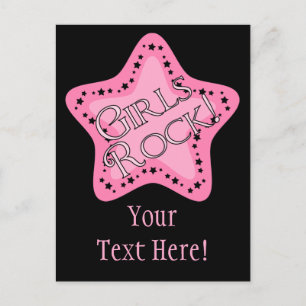 Cartão Postal Girls Rock Pink Star