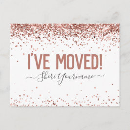 Cartão Postal Girly Glitter, mudei-me personalizado