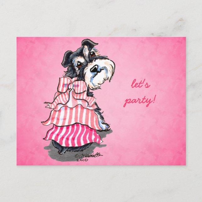 Cartão Postal Girly Schnauzer Coloca Rosa Sem Lixeira Art™ (Frente)