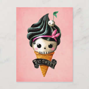 Cartão Postal Girly Skull Sorvete Cone