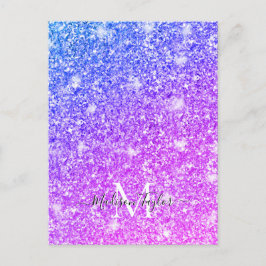 Cartão Postal Giry Purple e Pink Glitter Monographic Name