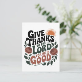 Cartão Postal Give Thanks - Christian