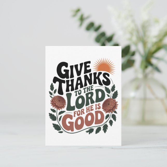 Cartão Postal Give Thanks - Christian (Em pé/Frente)