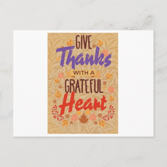 Cartão Postal give Thanks with a Grateful Heart (Frente)