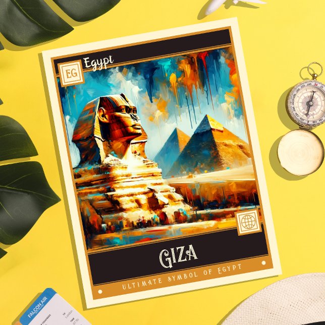 Cartão Postal Giza, Egito | Vintage Painting (Criador carregado)