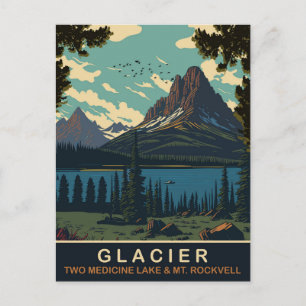 Cartão Postal Glaciar, Dois Lago Medicina e Monte Rockwell