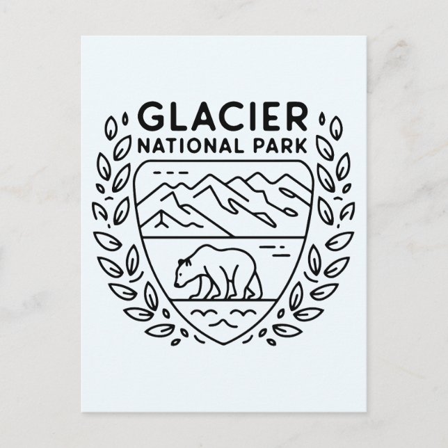 Cartão Postal Glaciar National Park Bear Emblem (Frente)