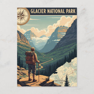Cartão Postal Glacier National Park indo para a estrada do sol