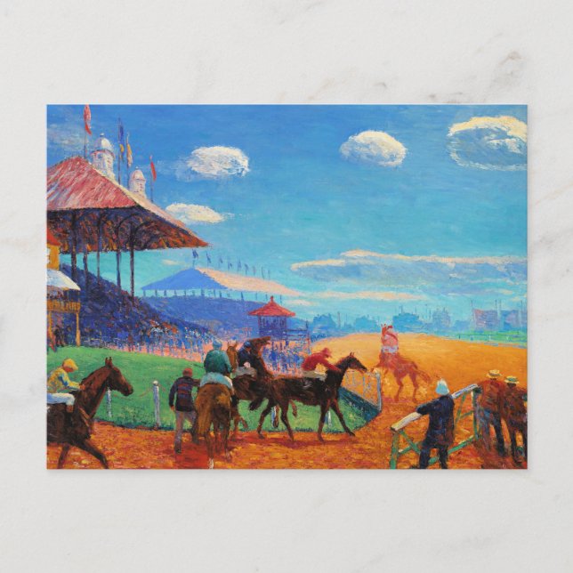 Cartão Postal Glackens - Race Track, pintura popular (Frente)