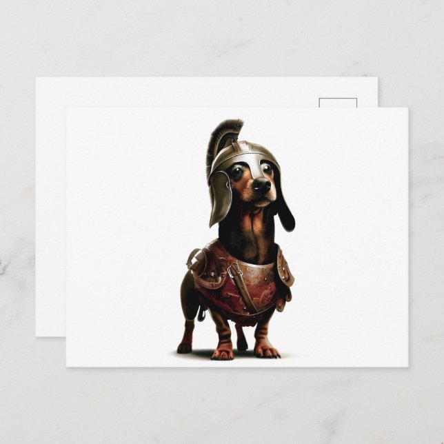 Cartão Postal Gladiator Dachshund - posta de arte (Frente/Verso)