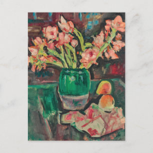 Cartão Postal Gladioli em um Vaso Verde