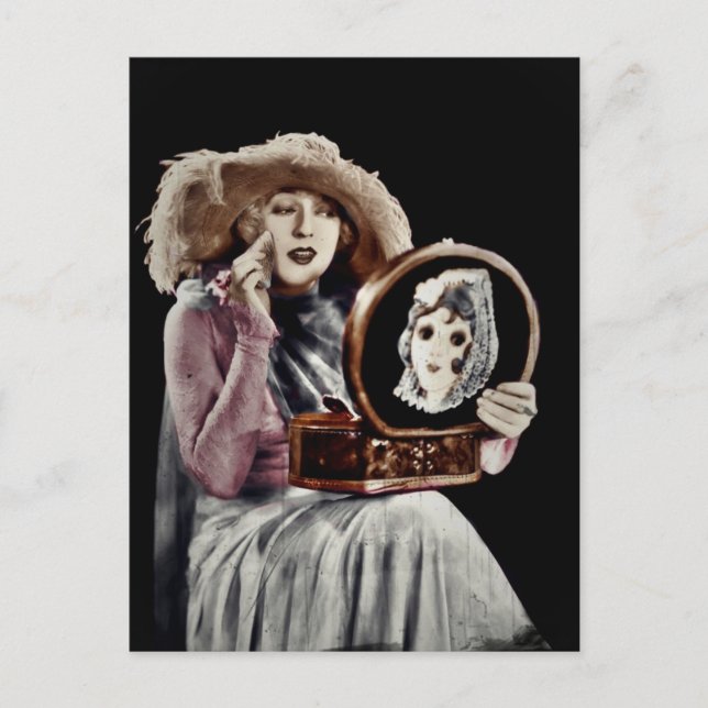 Cartão Postal Glam Gal Olhando para o Espelho (Frente)