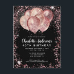 Cartão Postal Glam Preto Rosa Rosa Dourada Balão Brilhante Azul<br><div class="desc">Rosa Rosa Rosa Rosa Dourada Brilhante Brilhante Verde Balão Elegante Na moda de Aniversário,  cor-de-rosa Moderna Convite de Aniversário</div>