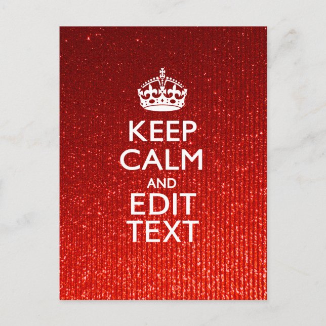 Cartão Postal Glamor Vermelho Festivo Personalizado Manter Calmo (Frente)