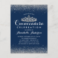 Glamoroso Tiaro de Prata Azul Real Quinceañera Bri