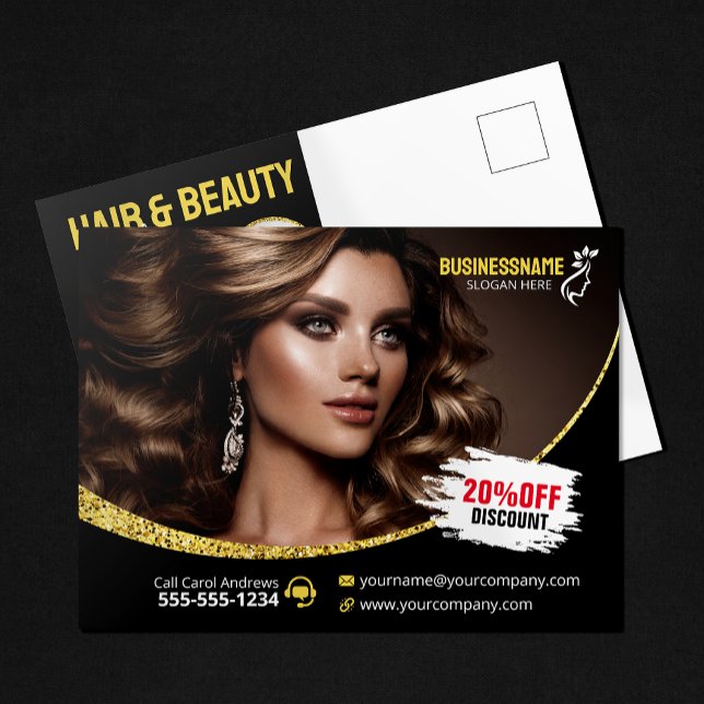 Cartão Postal Glamorous Dourado Cabelo Luminoso Stylist Beauty S (Criador carregado)